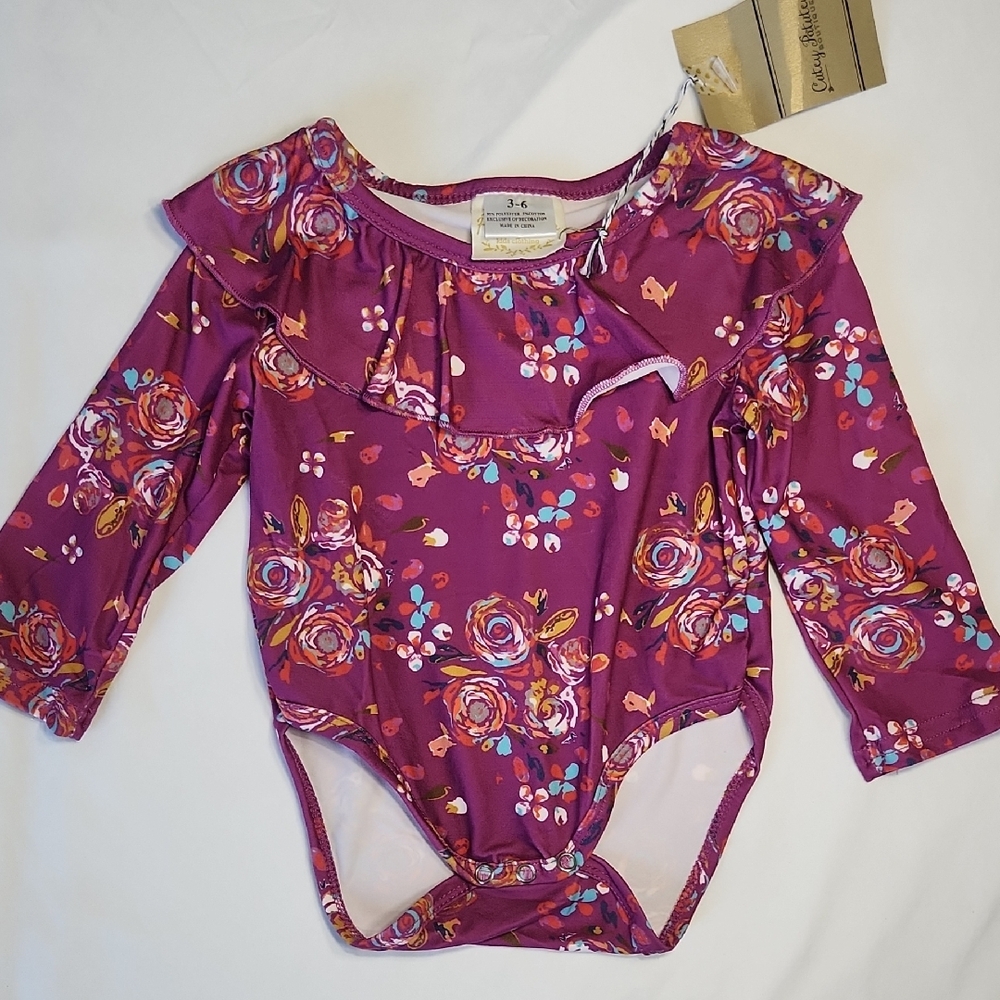 Honeydew Baby Girls Floral Ruffle Long Sleeve Bodysuit 3–6 Months NWT